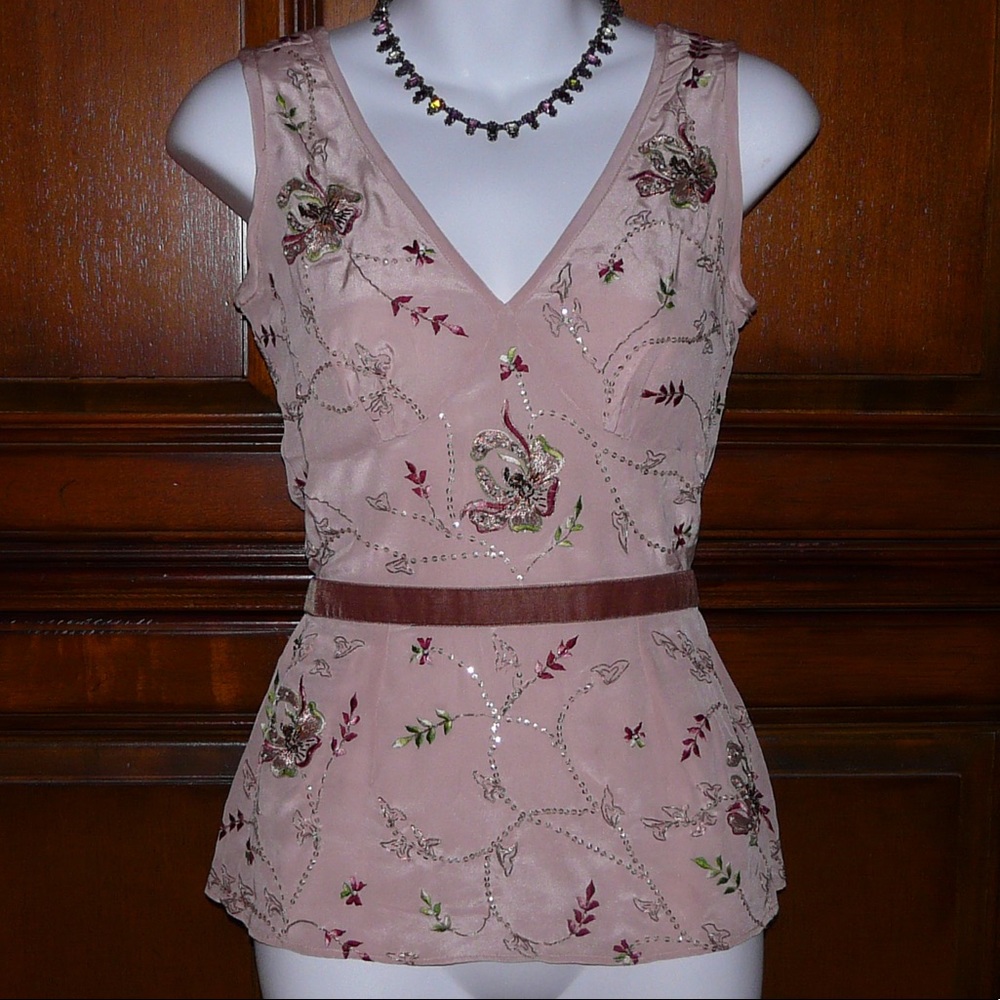 Tracy Reese Embroidered, Sequined and Beaded Top Size 4